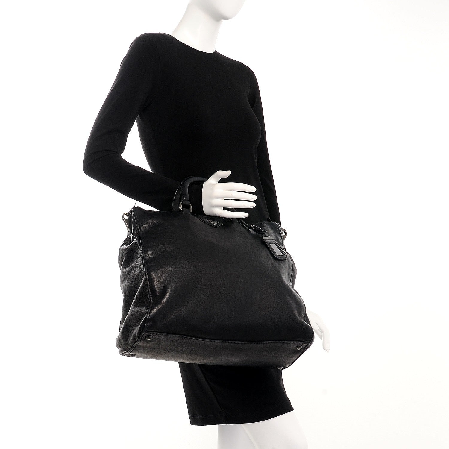 Prada Glace Calf Shopping Tote Nero Black 3 of 11