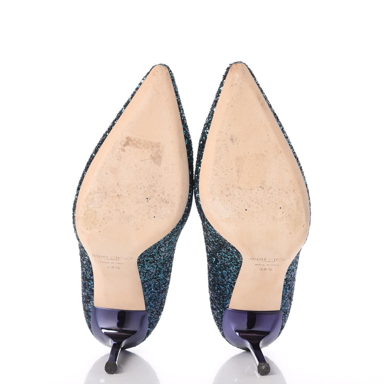 Jimmy Choo Coarse Glitter Degrade Romy 100 Pumps 38.5 Peacock Navy 7 of 10