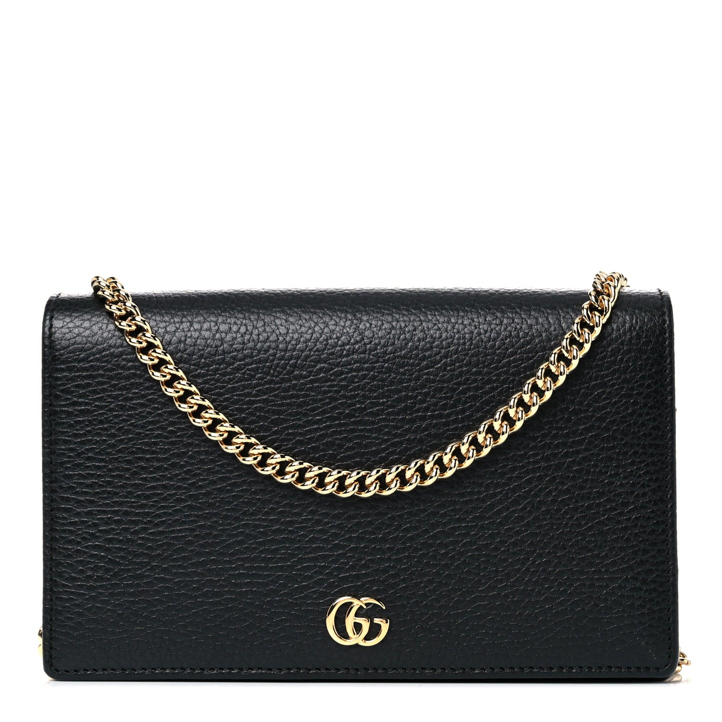 Calfskin Mini GG Marmont Chain Wallet Black