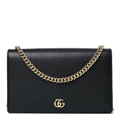 Gucci Calfskin Mini GG Marmont Chain Wallet Black 1 of 9
