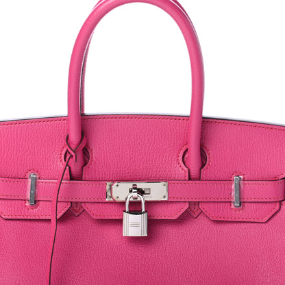 Hermes Chevre Mysore Horseshoe Birkin 30 Rose Shocking 9 of 10