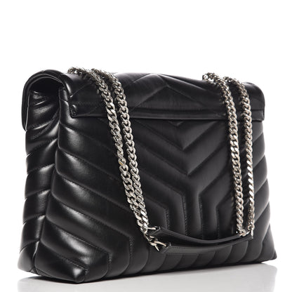 Saint Laurent Calfskin Y Quilted Monogram Medium Loulou Chain Satchel Black 4 of 9