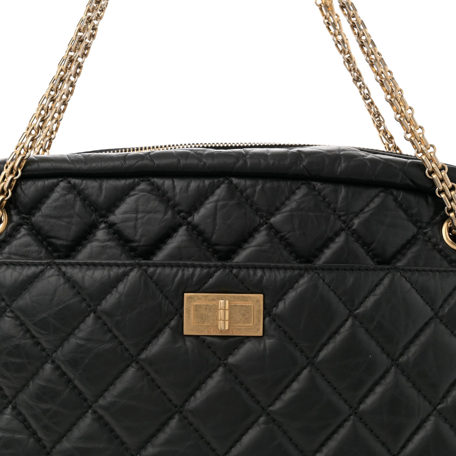 Chanel Aged Calfskin Quilted Large Reissue Camera Case Black 8 of 10