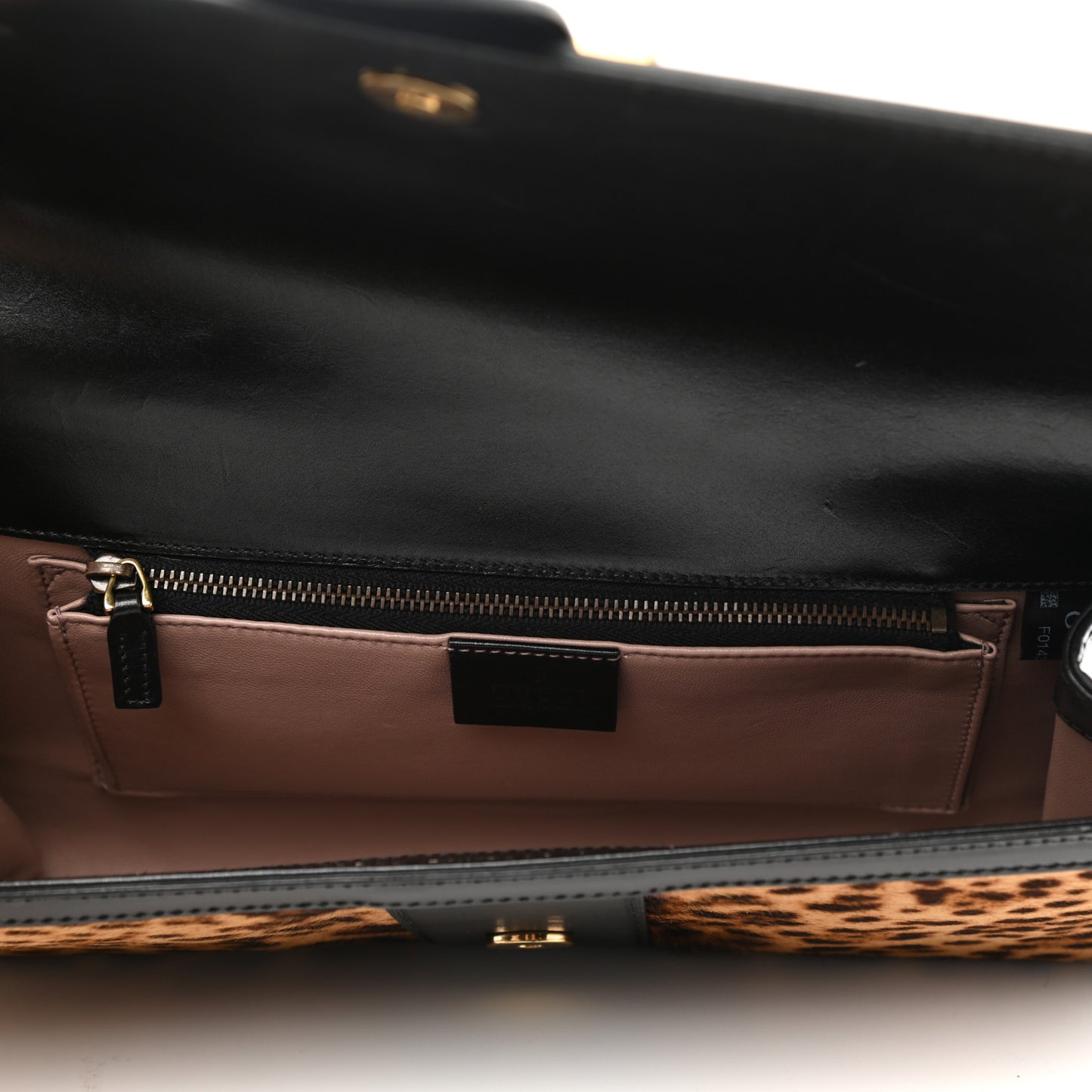 Calf Hair Jaguar Printed Small Lady Buckle Clutch Black