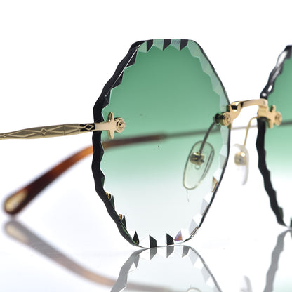 Chloe Rosie Bevelled Round Sunglasses CE142S Gold Gradient Green 7 of 7