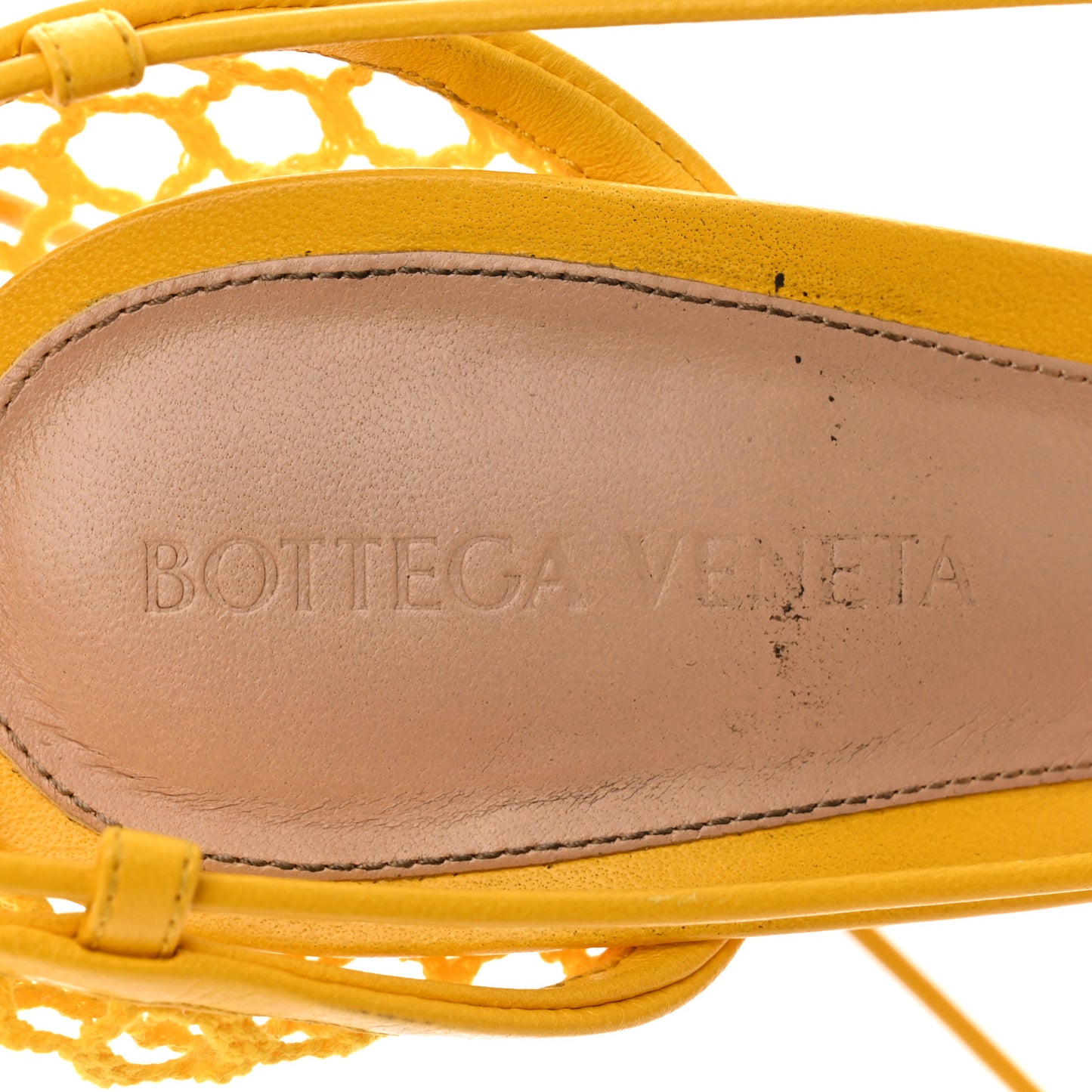 Mesh Nappa Stretch Ankle Tie Sandals 38 Egg Yolk 38