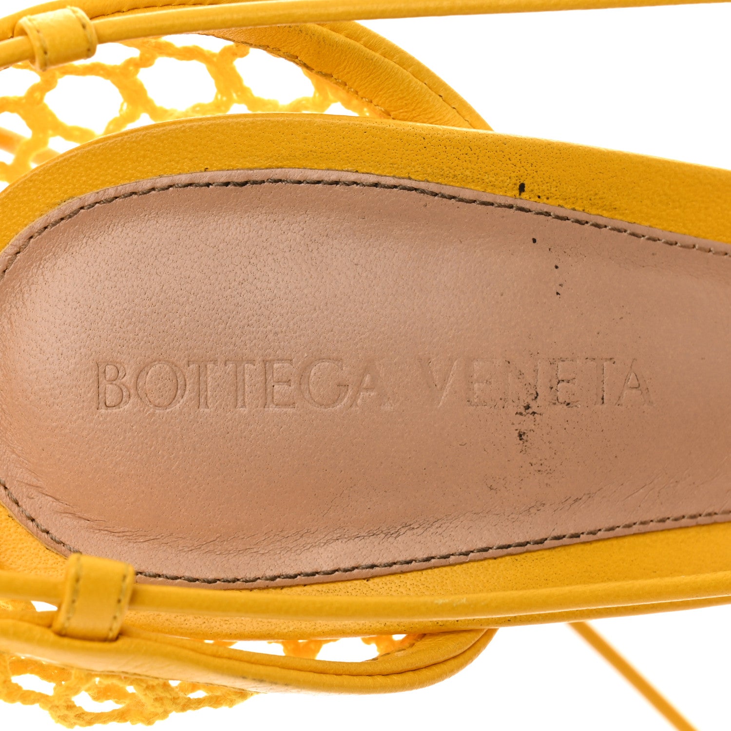 Bottega Veneta Mesh Nappa Stretch Ankle Tie Sandals 38 Egg Yolk 38 7 of 20
