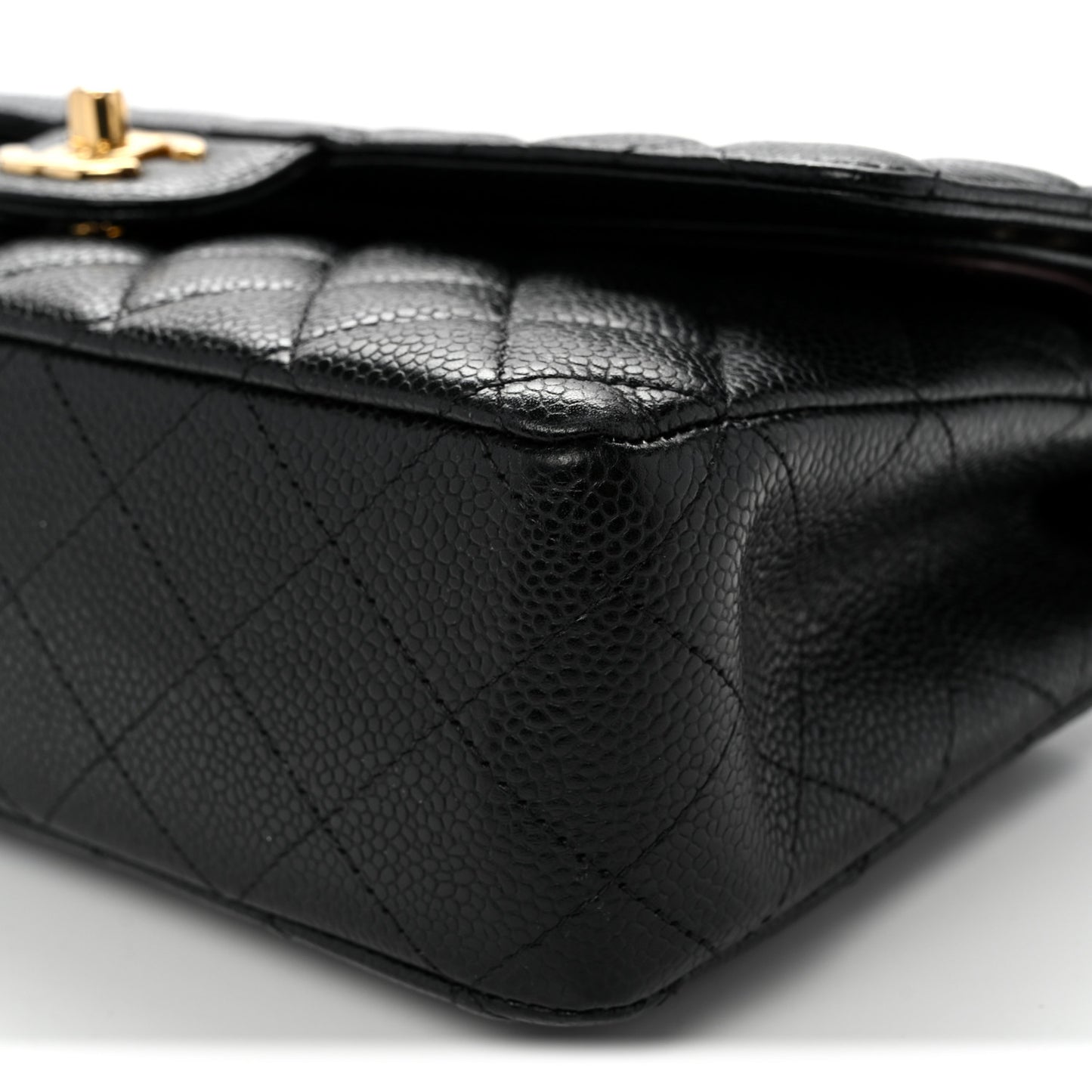 Caviar Quilted Medium Double Flap Black