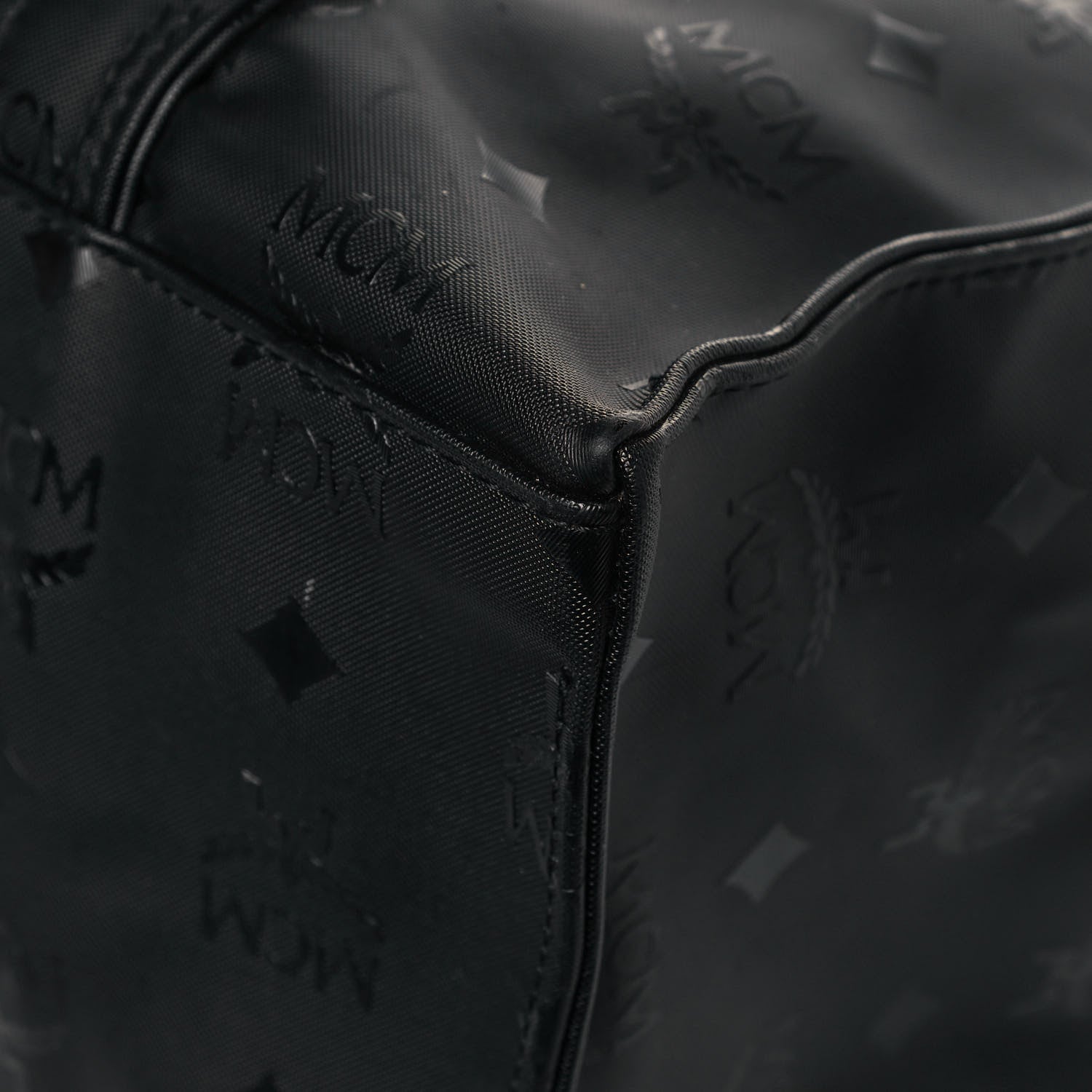 MCM Monogram Coated Canvas Tote Bag Black 9 of 15