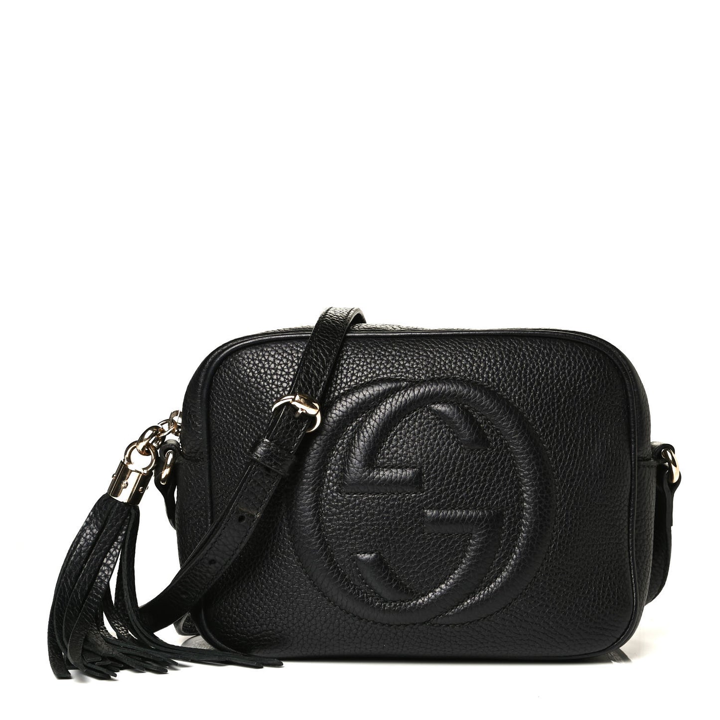 Pebbled Calfskin Small Soho Disco Bag Black