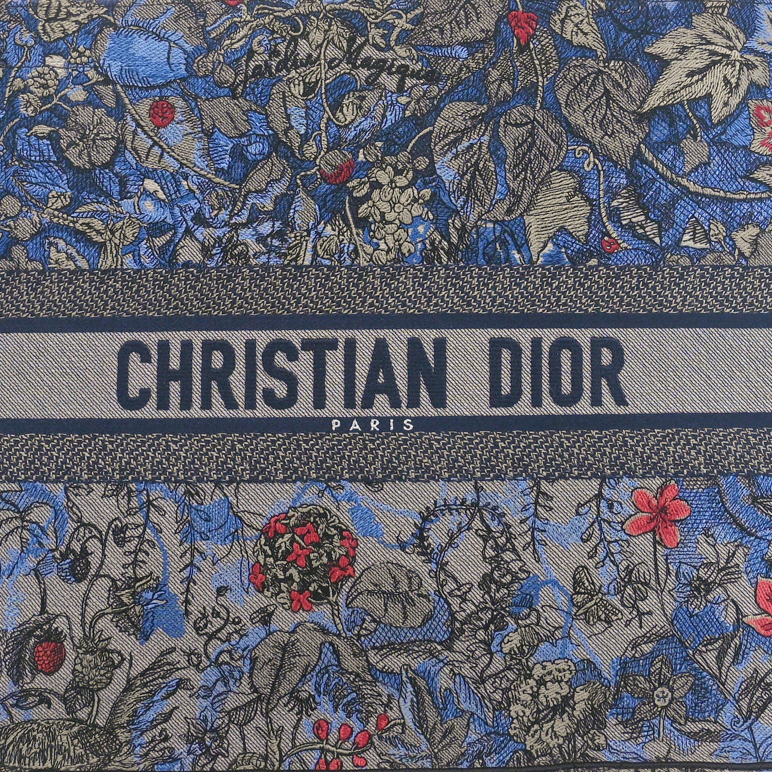 Christian Dior Canvas Embroidered Large Toile de Jouy Voyage Book Tote Blue Multicolor 8 of 10