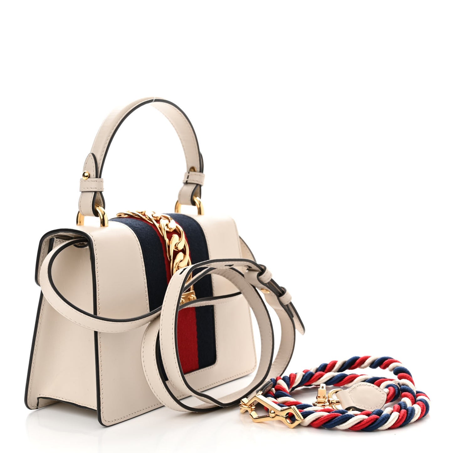 Calfskin Mini Sylvie Top Handle Bag White