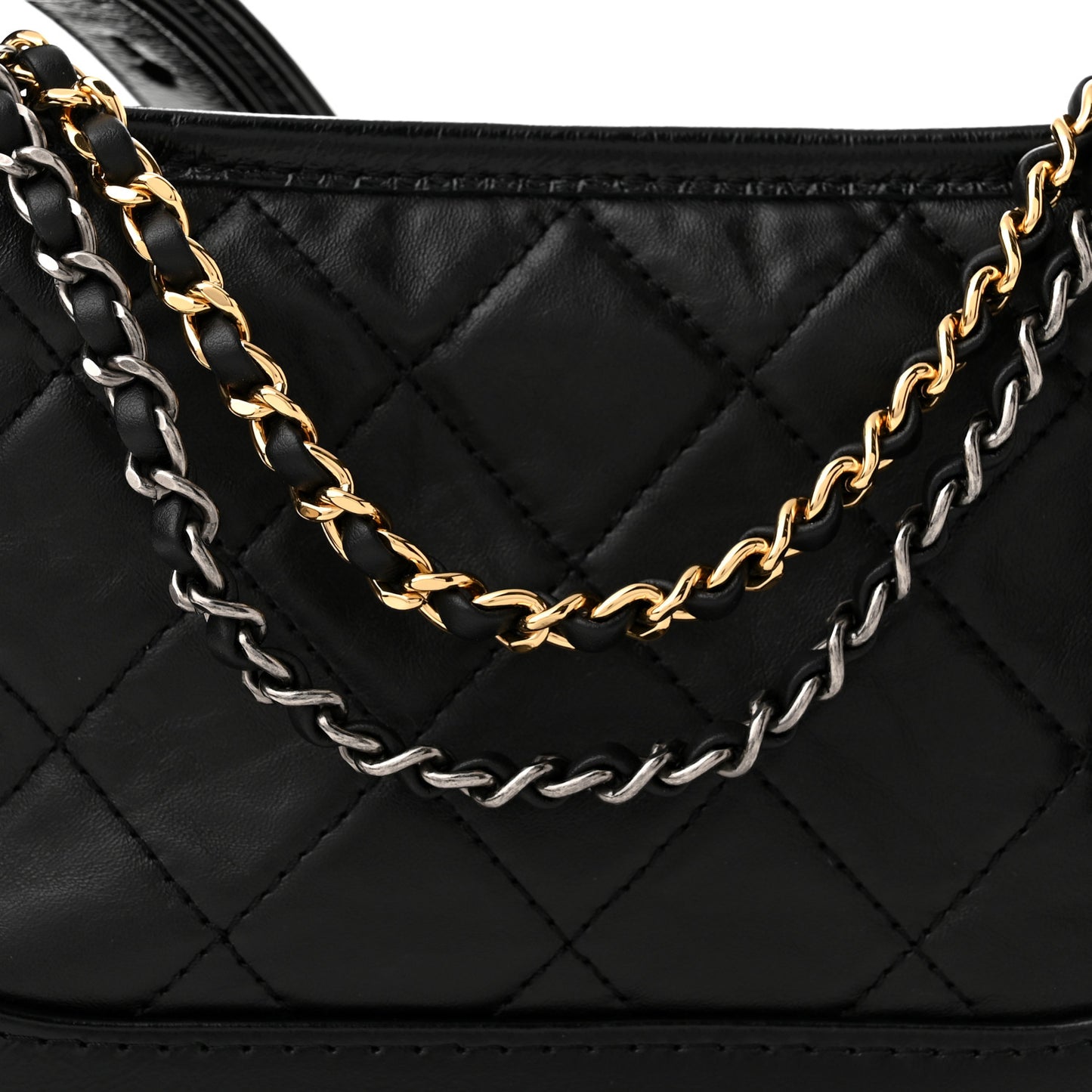 Aged Calfskin Quilted Small Gabrielle Hobo Black