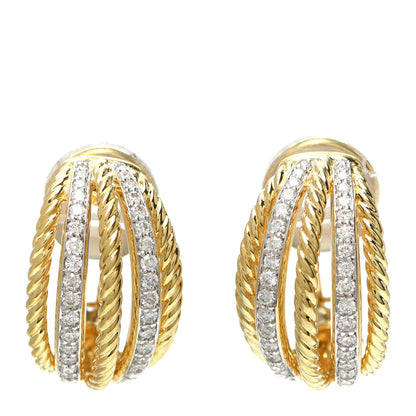 David Yurman 18K Yellow Gold Diamond Lantana Cable Earrings 1 of 4