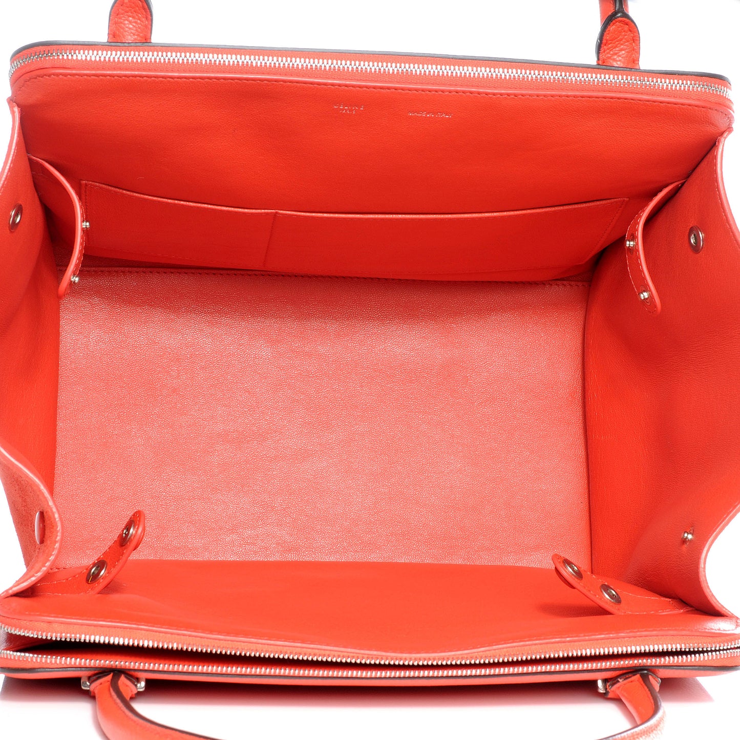 Drummed Calfskin Suede Double Zip Trapeze Vermillion