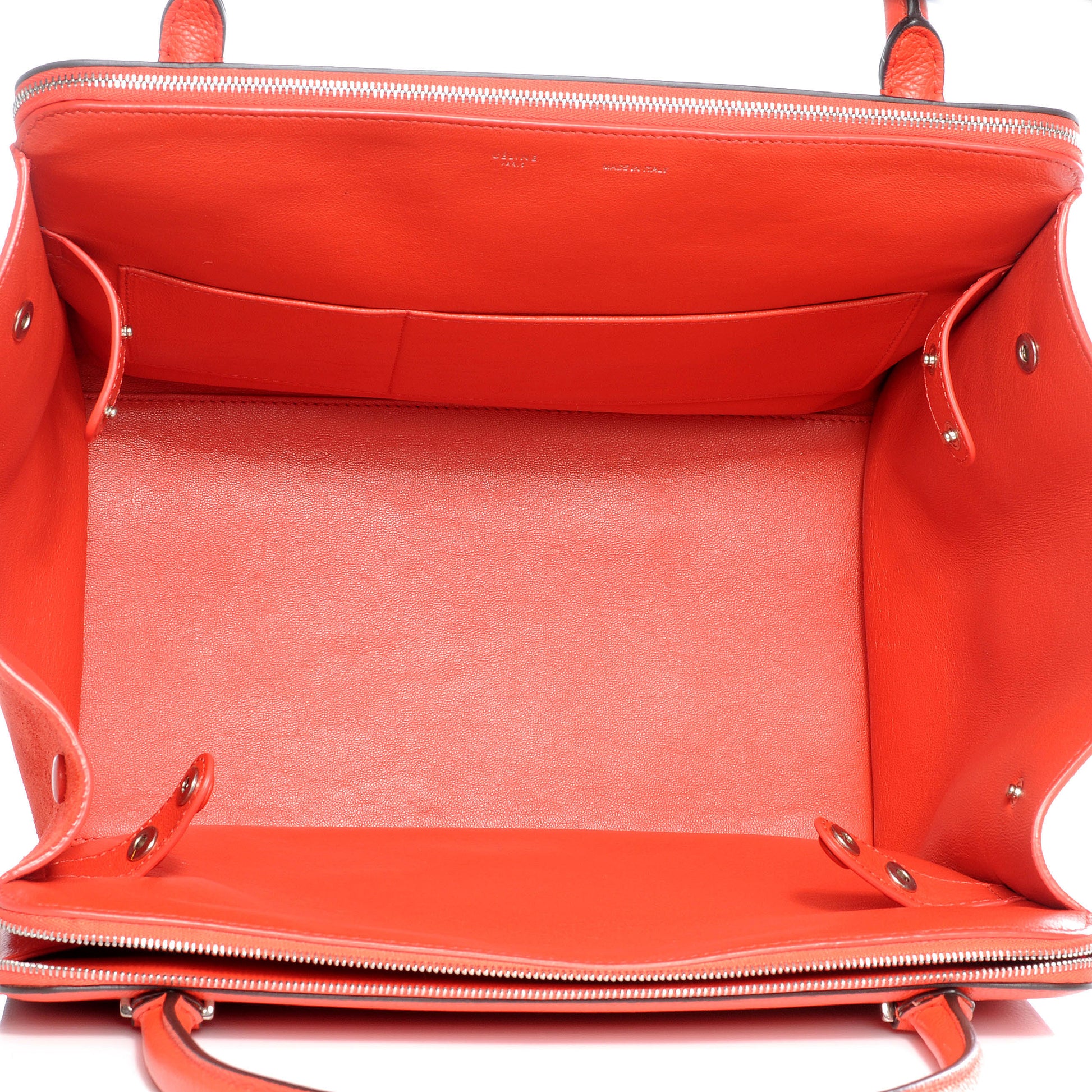 Celine Drummed Calfskin Suede Double Zip Trapeze Vermillion 5 of 9