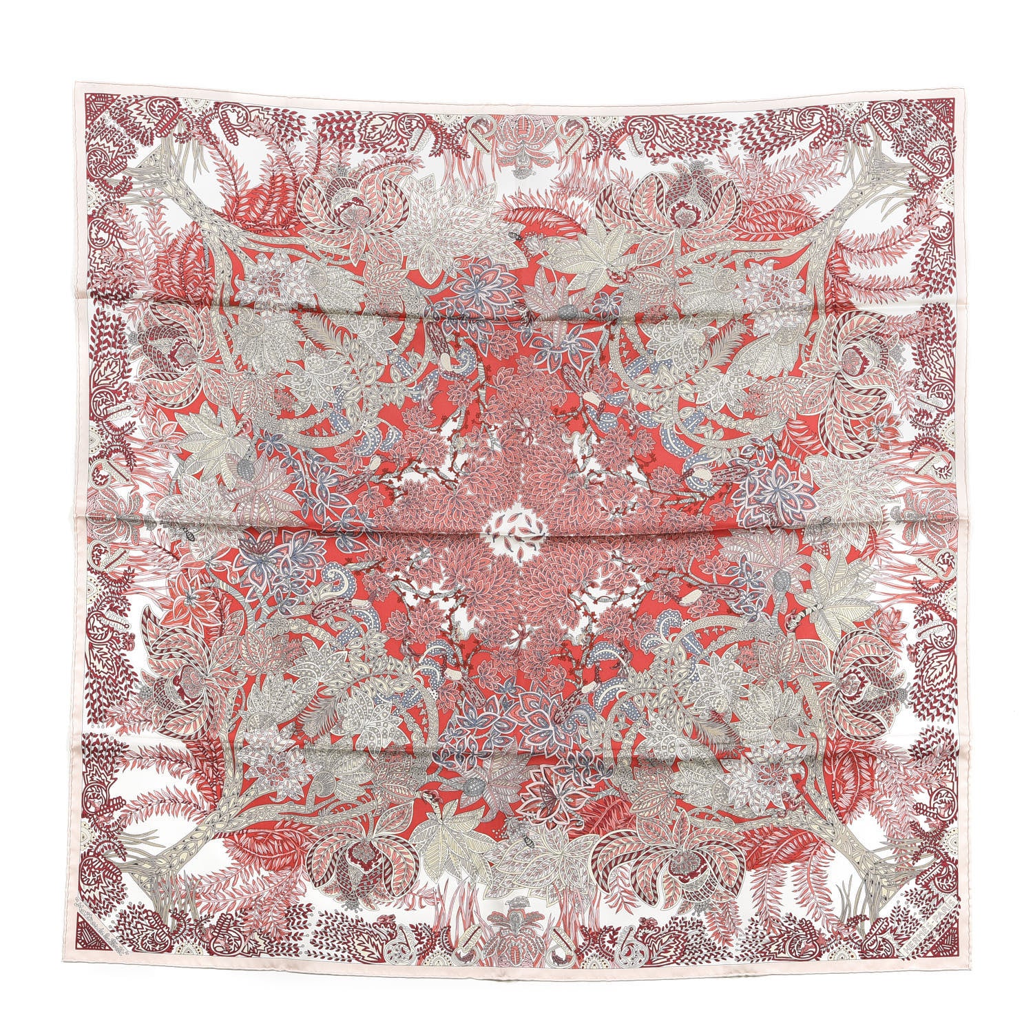 Hermes Silk Maitres De La Foret Scarf 90 Vieux Rose 1 of 3