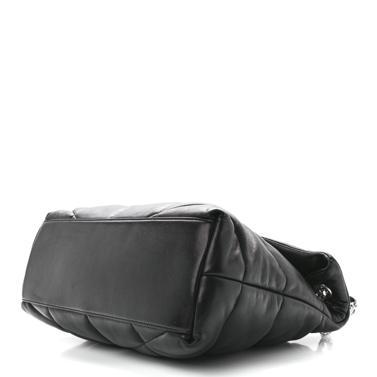 Saint Laurent Lambskin Quilted Medium Loulou Puffer Monogram Chain Satchel Black 10 of 12