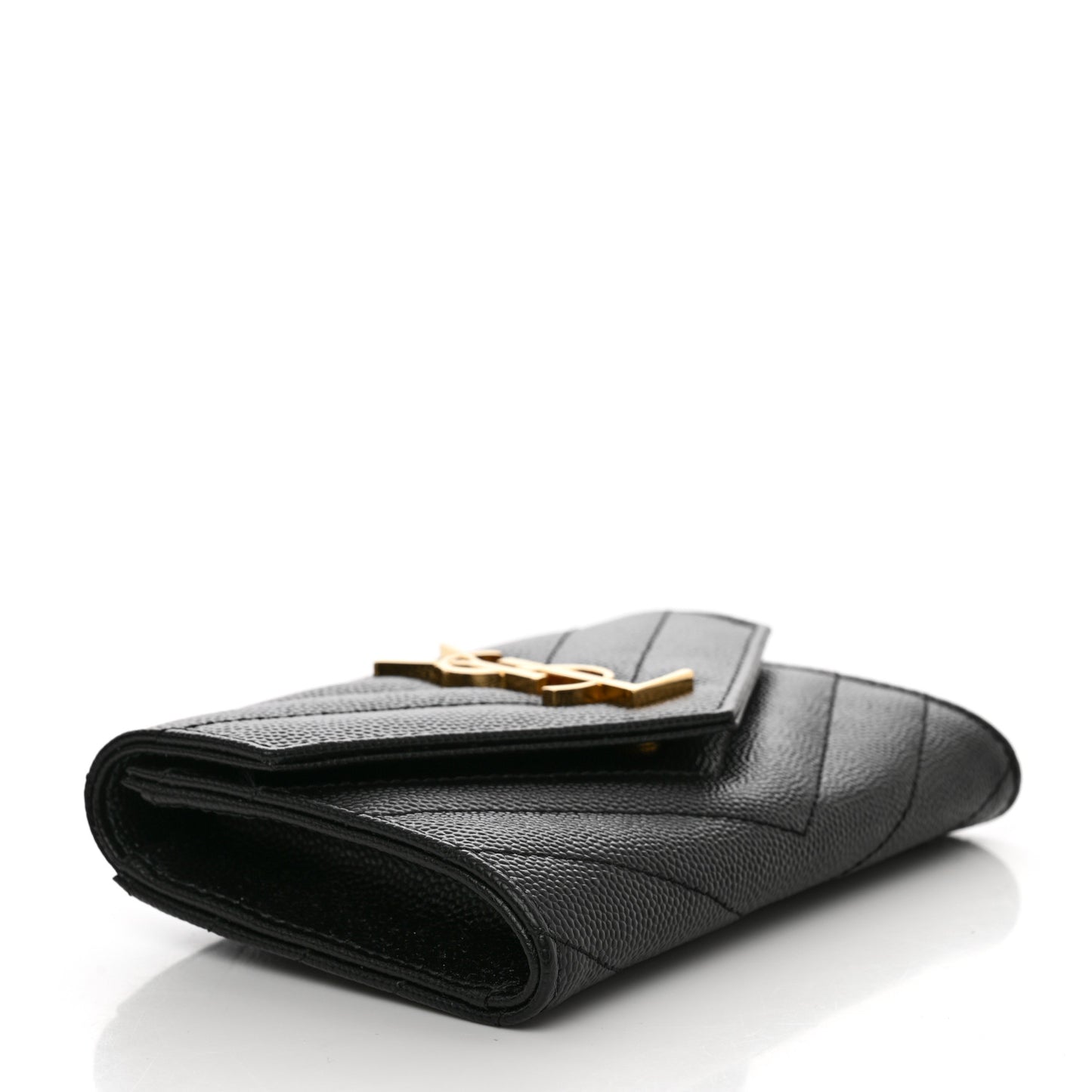 Grain De Poudre Matelasse Chevron Small Monogram Envelope Wallet Black