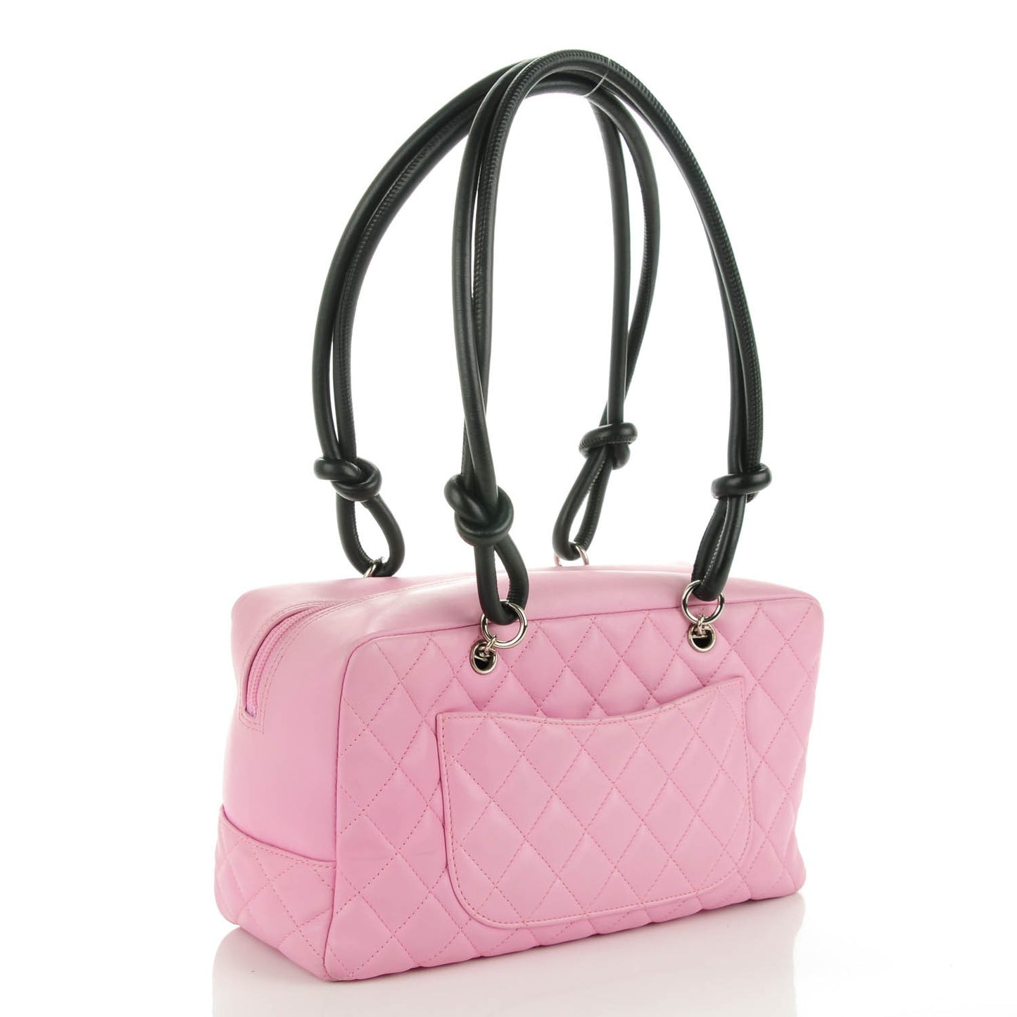 Calfskin Quilted Large Cambon Bowler Pink Black