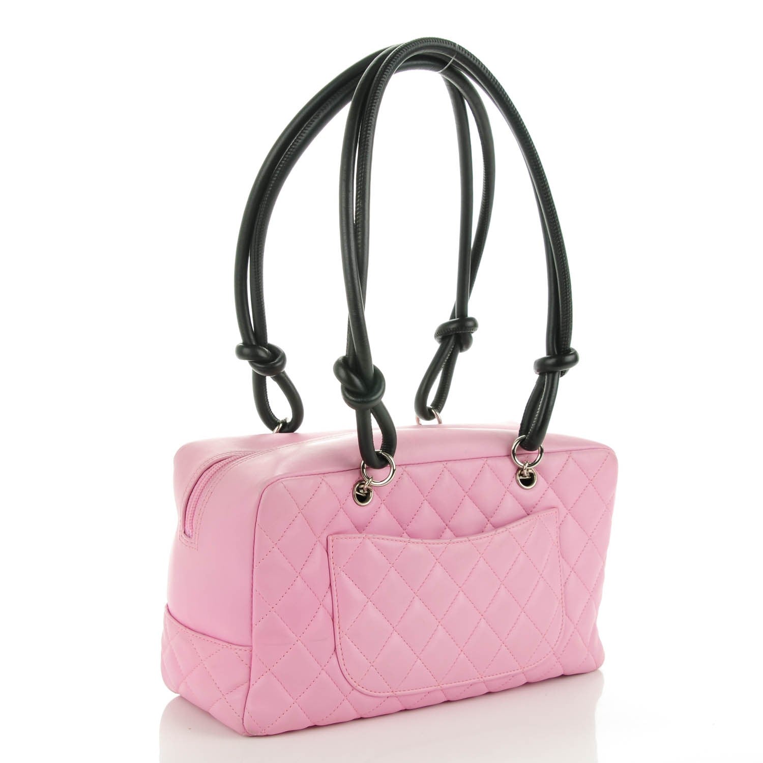 Chanel Calfskin Quilted Large Cambon Bowler Pink Black 3 of 9