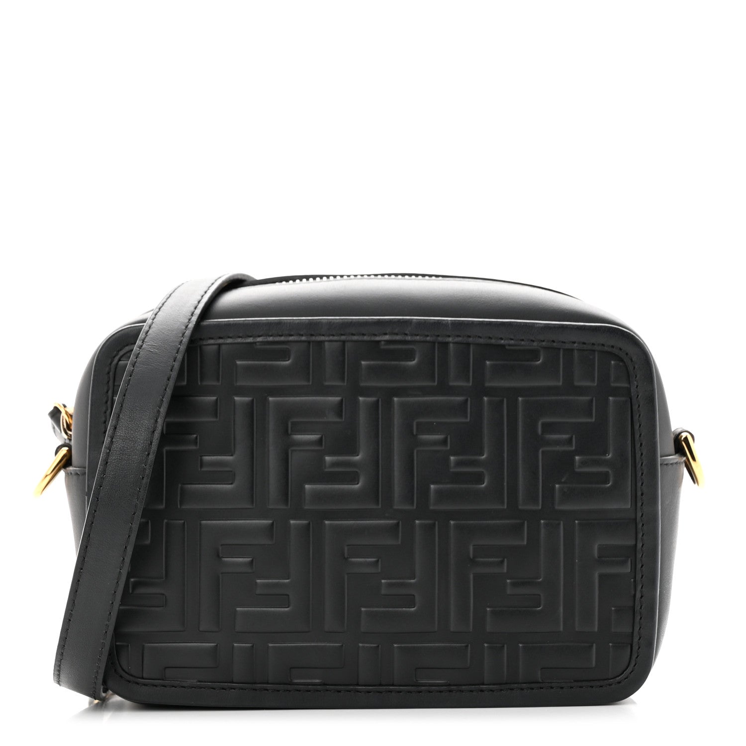 Fendi Vitello Century FF 1974 Embossed Mini Camera Case Black 1 of 11