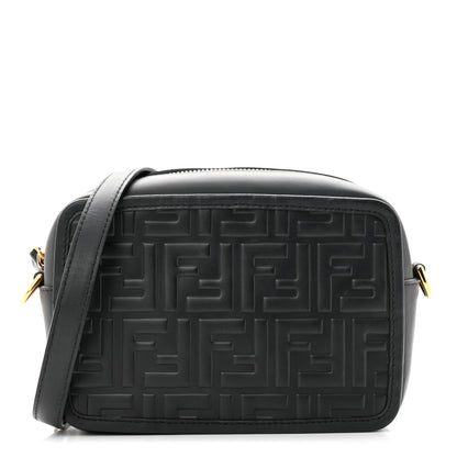 Fendi Vitello Century FF 1974 Embossed Mini Camera Case Black 1 of 11
