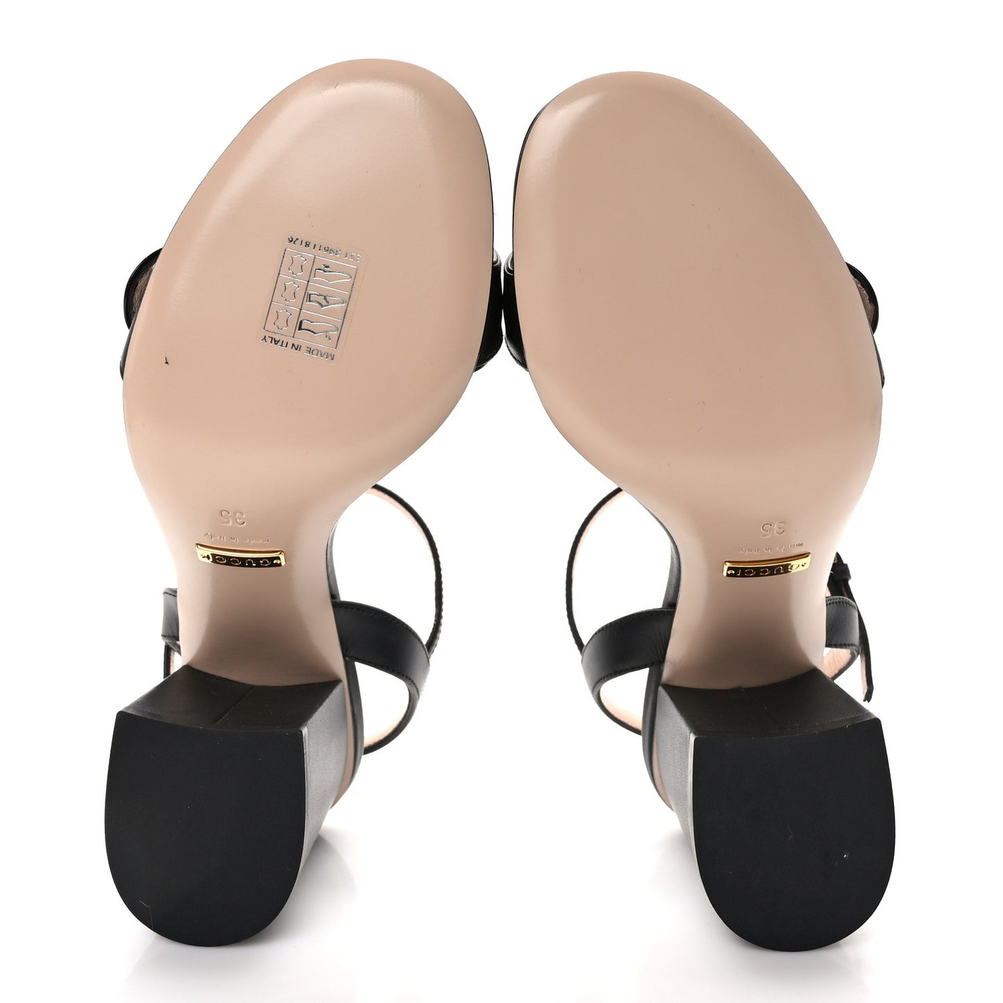 Lifford Calfskin GG Marmont Ankle Wrap 75mm Sandals 35 Black
