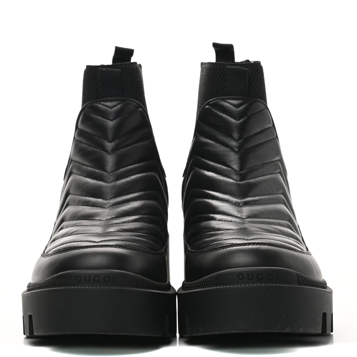 Calfskin Nappa Matelasse Frances Chelsea Boots 38.5 Black