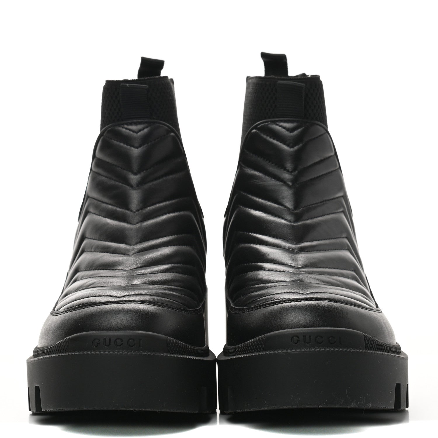 Gucci Calfskin Nappa Matelasse Frances Chelsea Boots 38.5 Black 2 of 9