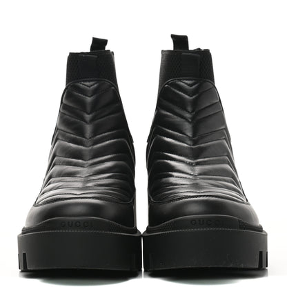 Gucci Calfskin Nappa Matelasse Frances Chelsea Boots 38.5 Black 2 of 9
