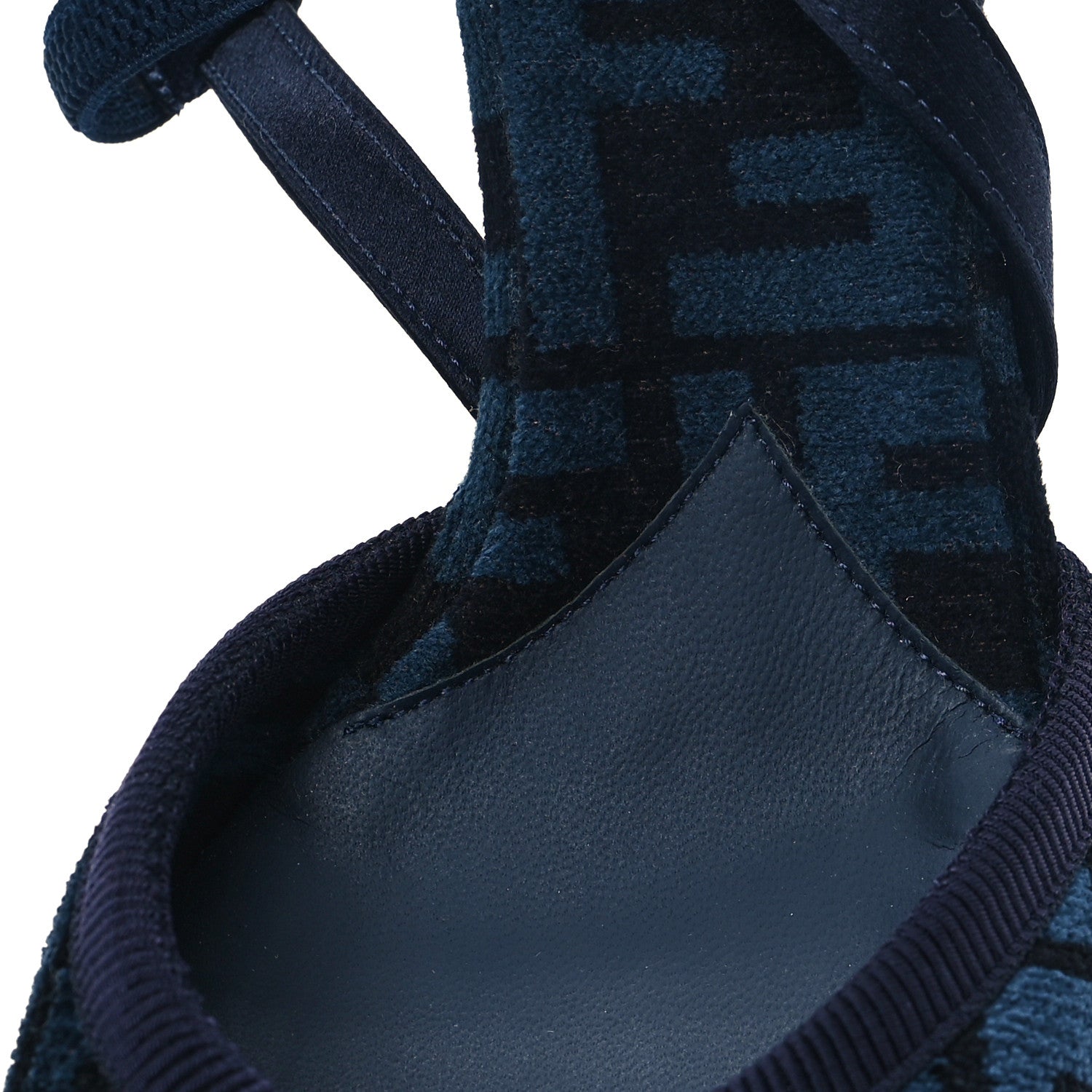 Fendi Chenille Jacquard FF Colibri Lite 85mm Slingback Pumps 37 Blue Black 9 of 10