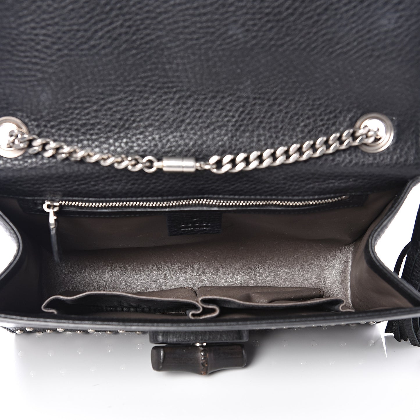 Calfskin Studded Medium Miss Bamboo Shoulder Bag Black