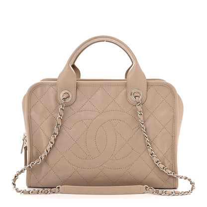 Chanel Caviar Quilted Deauville Bowling Bag Beige 1 of 12