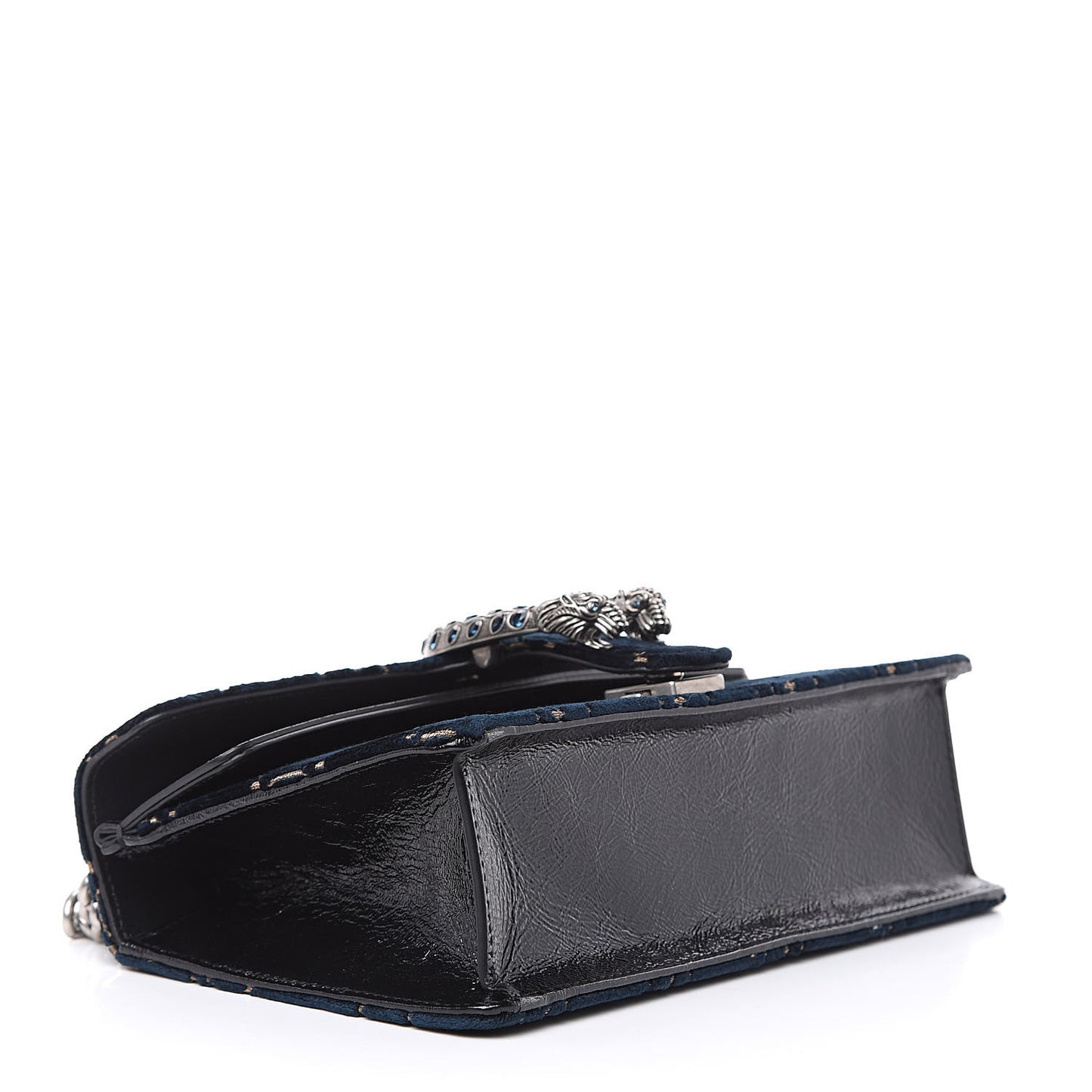 Velvet Skipper Crystal GG Monogram Small Dionysus Shoulder Bag Blue Beige Black