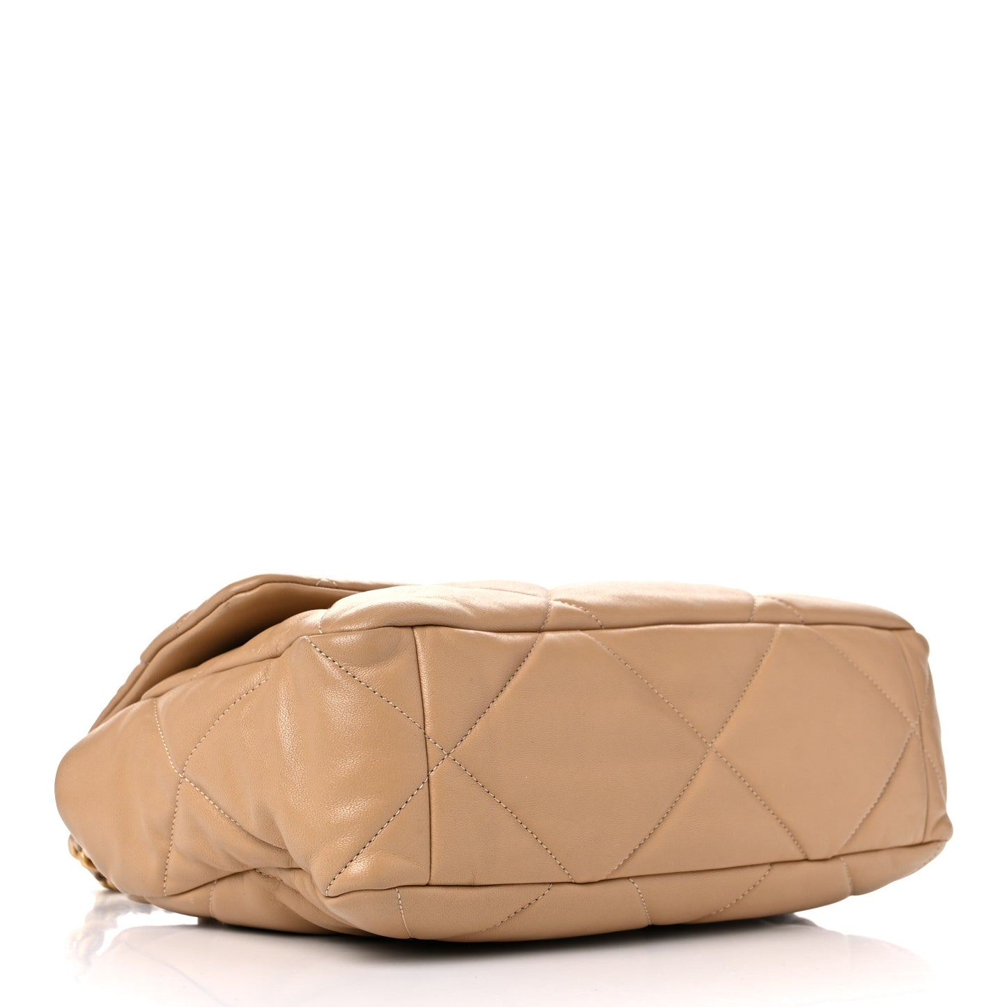 Lambskin Quilted Large Chanel 19 Flap Dark Beige