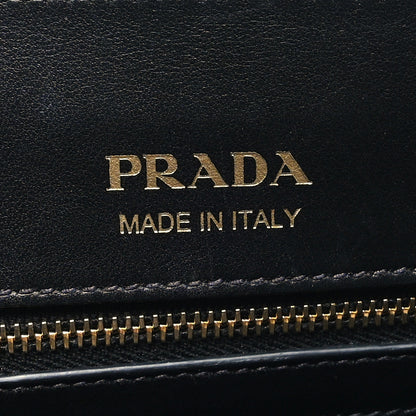 Prada Saffiano City Calfskin Small Bibliothèque Top Handle Black White 7 of 12