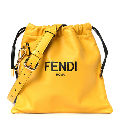 Fendi Soft Nappa Logo Small Drawstring Pouch Bag Sunflower Black 1 of 9
