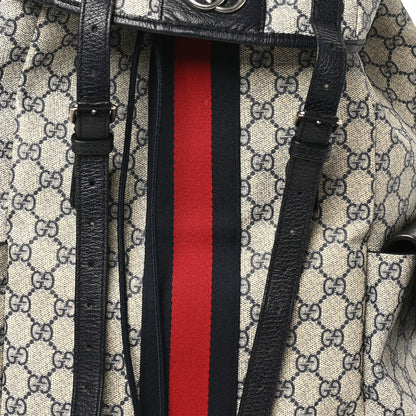 Gucci GG Supreme Monogram Medium Ophidia Double Buckle Backpack Beige Blue Black 7 of 10