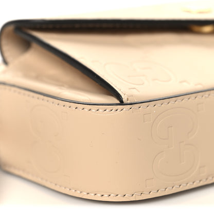Gucci Calfskin GG Super Mini Debossed Chain Wallet Light Beige 9 of 10