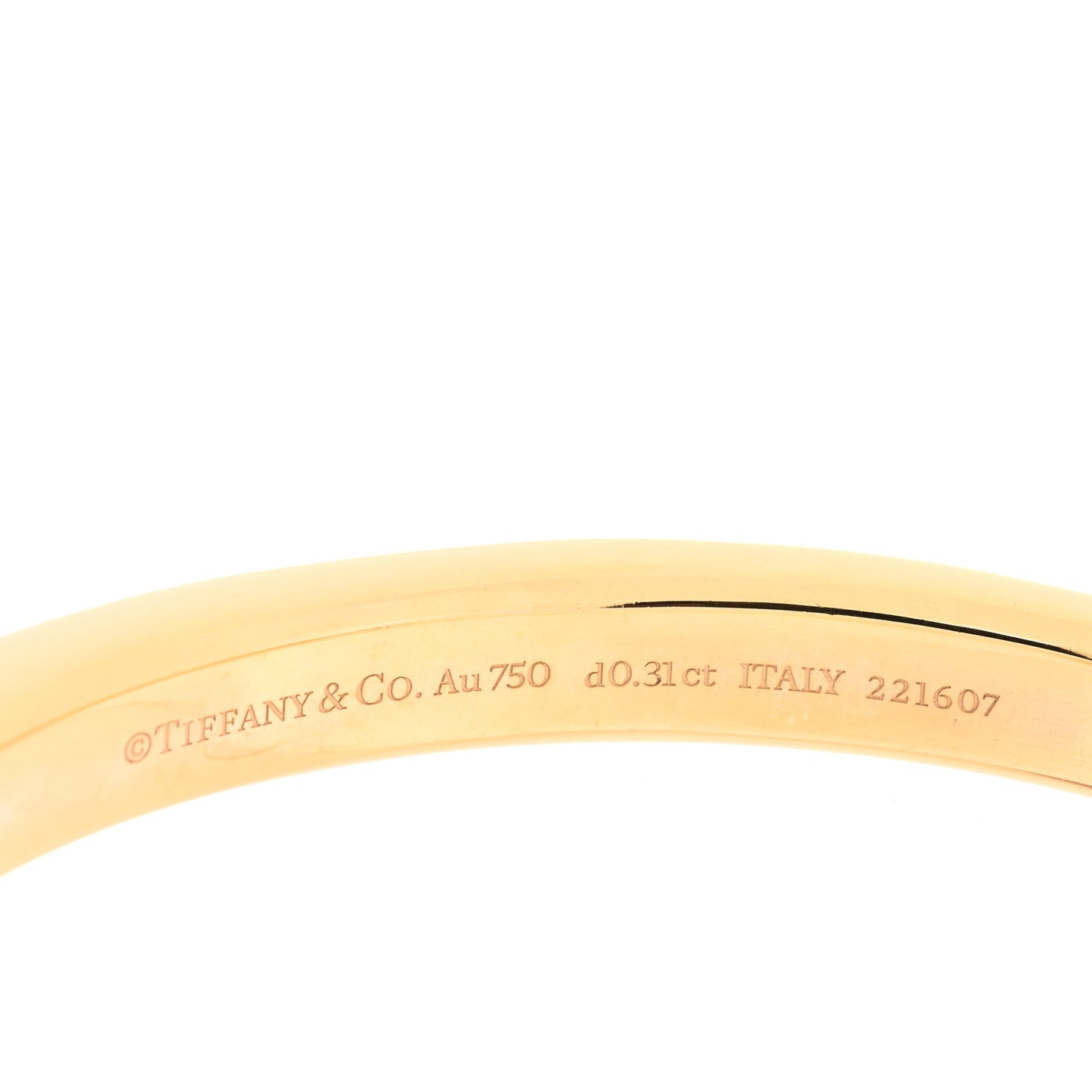 18K Yellow Gold Diamond Tiffany Lock Bangle Bracelet