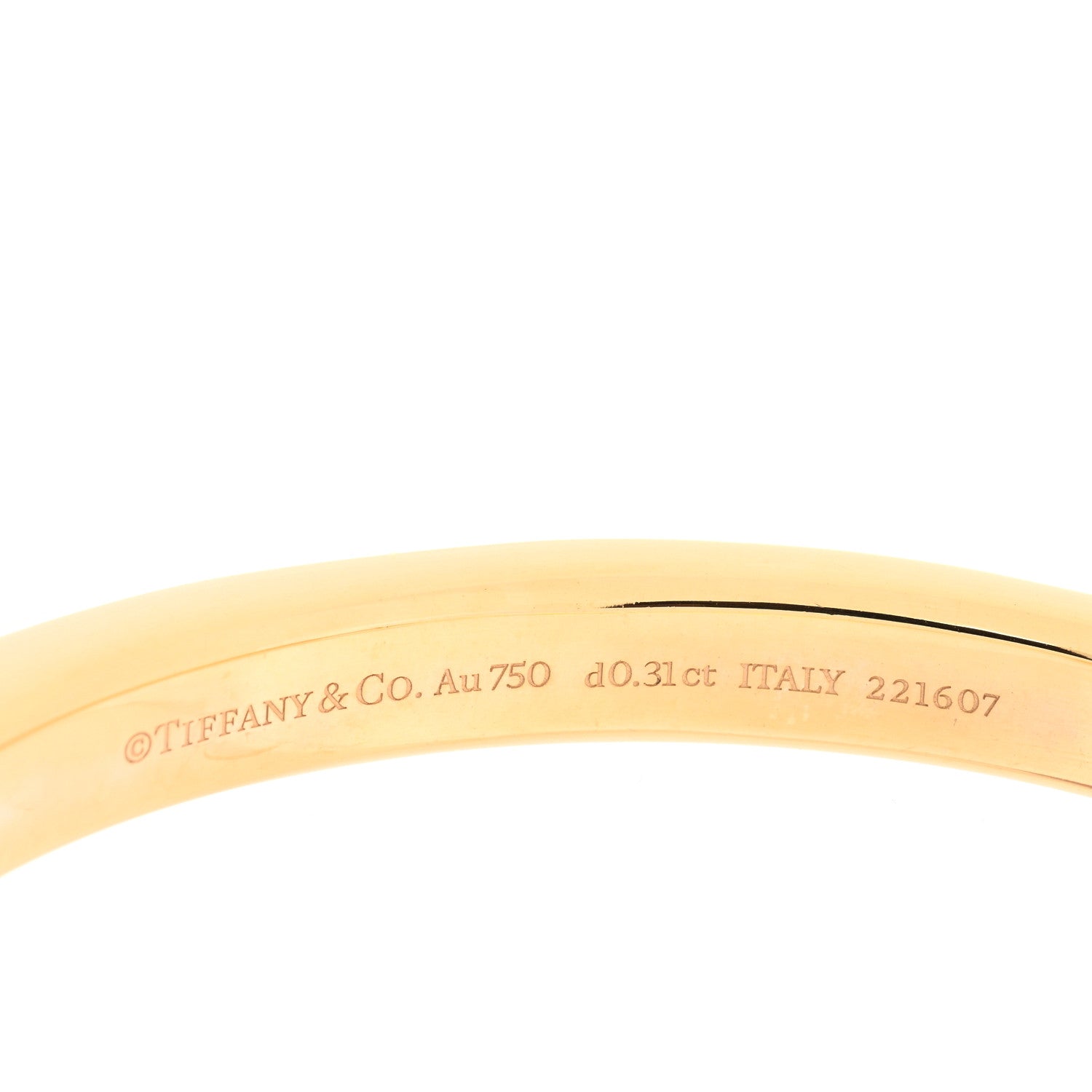 Tiffany 18K Yellow Gold Diamond Tiffany Lock Bangle Bracelet 4 of 5