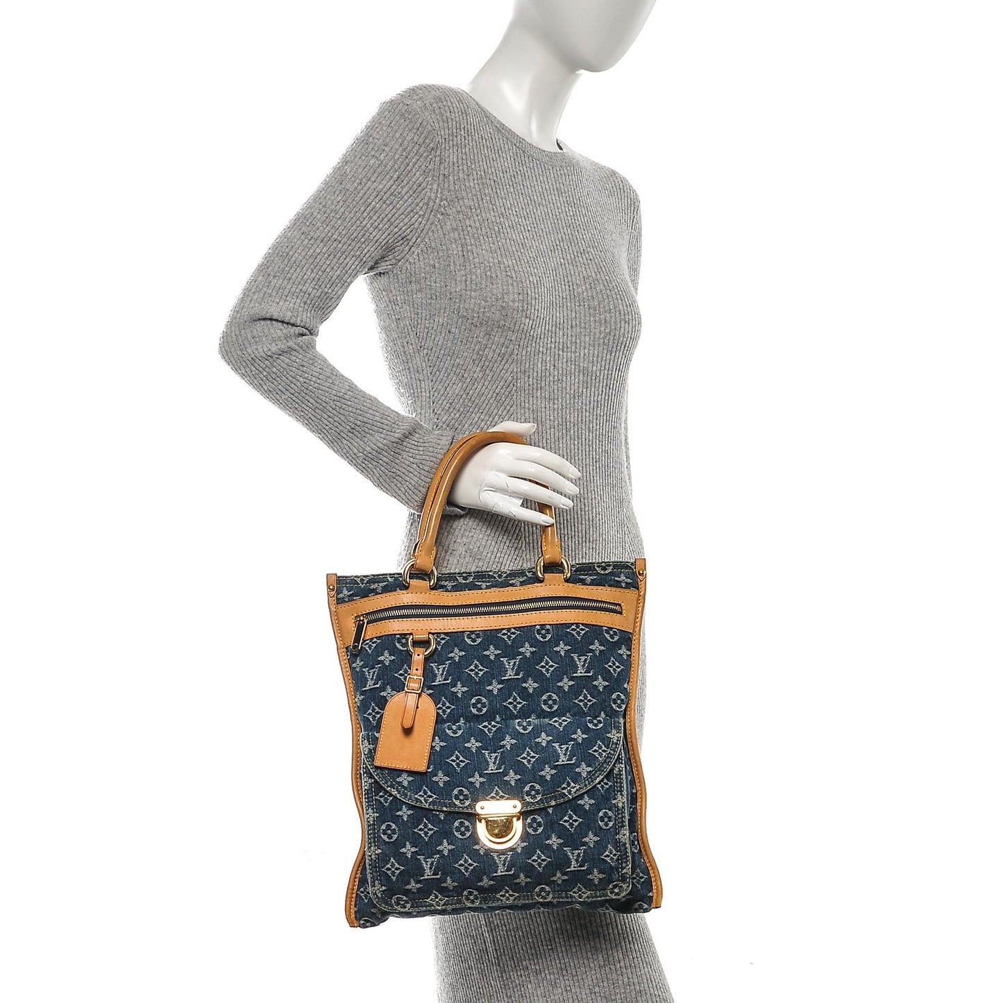 Monogram Denim Sac Plat Blue