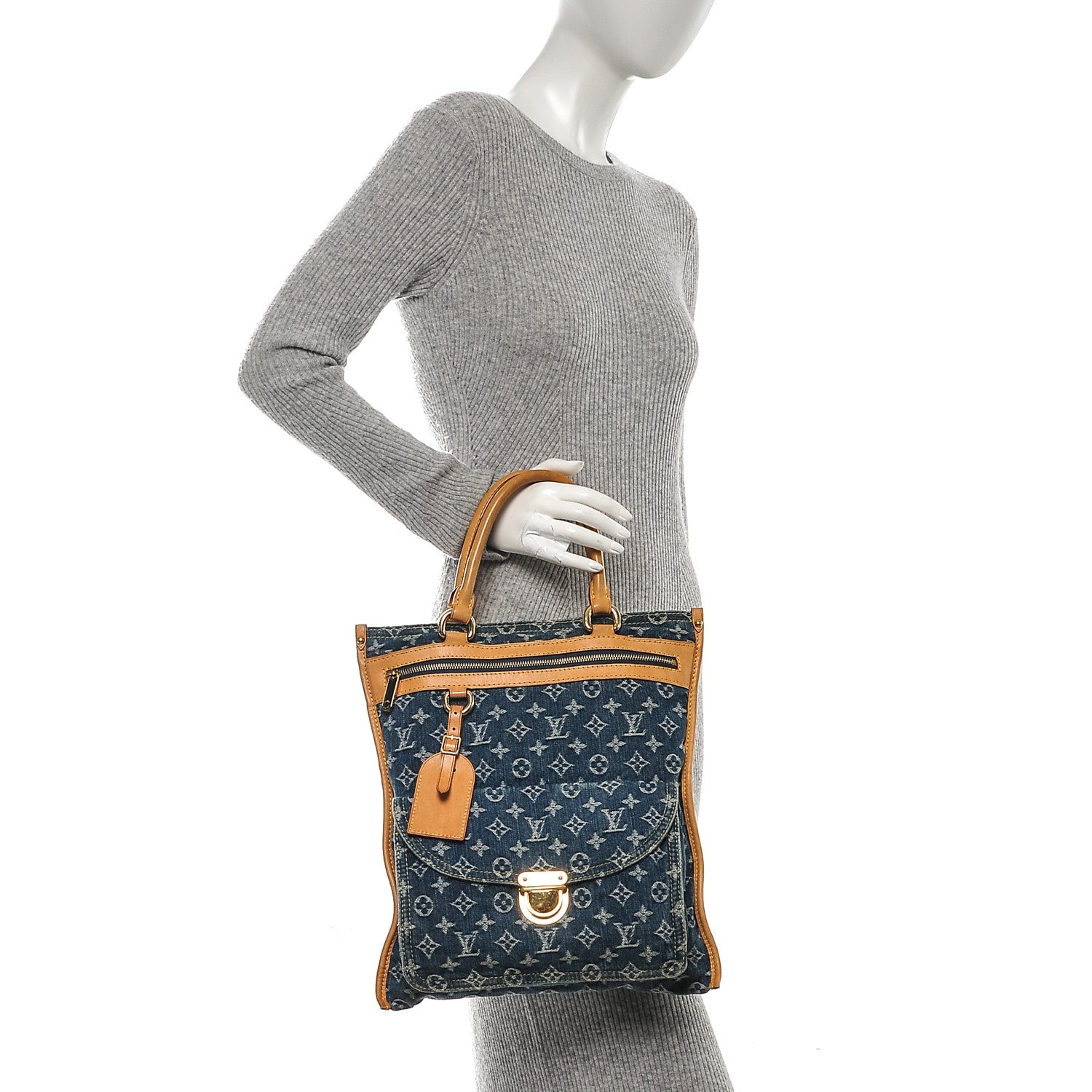 Louis Vuitton Monogram Denim Sac Plat Blue 2 of 6