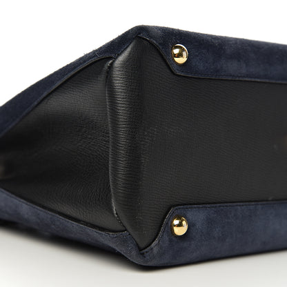 Burberry Suede House Check Medium Banner Tote Ink Blue 6 of 10