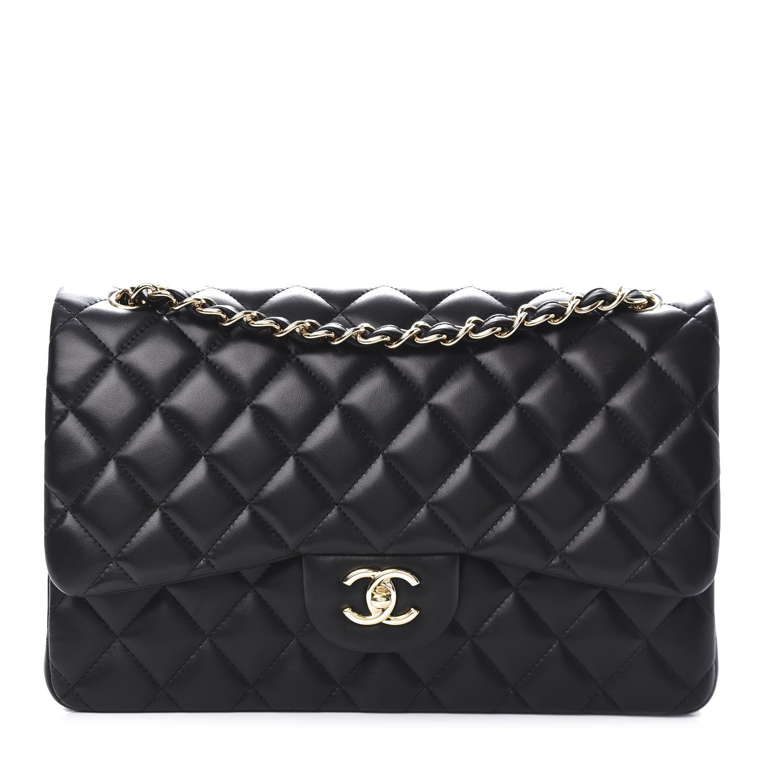 Chanel Lambskin Quilted Jumbo Double Flap Black 1 of 10