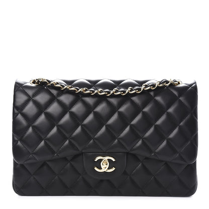 Chanel Lambskin Quilted Jumbo Double Flap Black 1 of 10