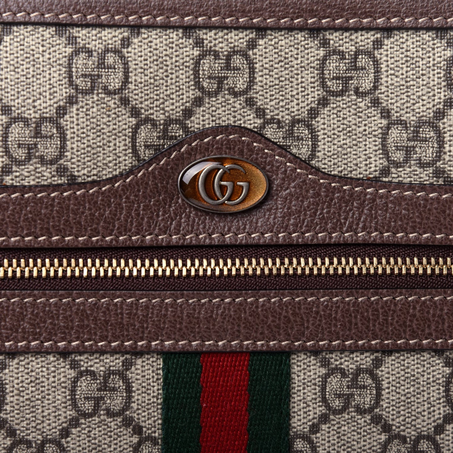 GG Supreme Monogram Large Ophidia Pouch Clutch Brown