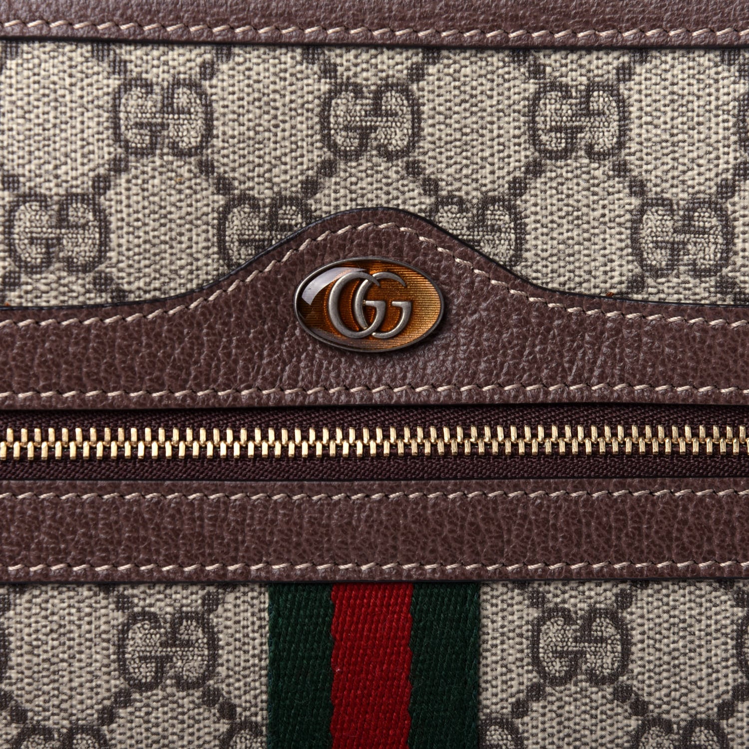 Gucci GG Supreme Monogram Large Ophidia Pouch Clutch Brown 10 of 11