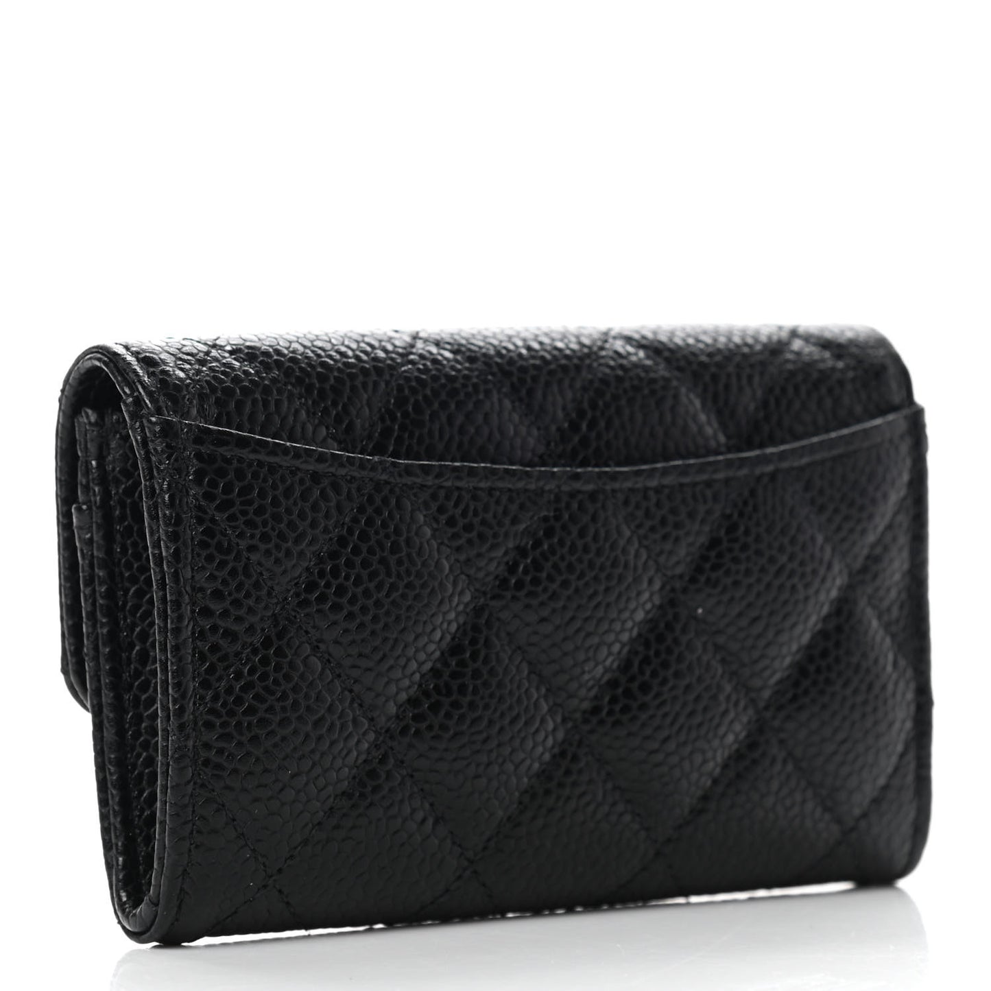 Caviar Quilted Flap Card Holder Black